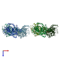 PDB entry 1z02 coloured by chain, top view.