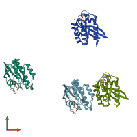PDB entry 1z08 coloured by chain, front view.