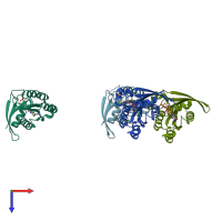 PDB entry 1z08 coloured by chain, top view.