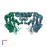 PDB entry 1z09 coloured by chain, ensemble of 10 models, top view.