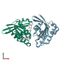 PDB entry 1z0d coloured by chain, front view.