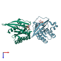 PDB entry 1z0d coloured by chain, top view.