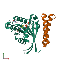 PDB entry 1z0j coloured by chain, front view.