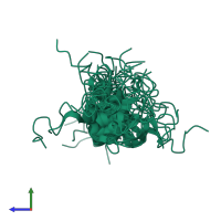 PDB entry 1z0q coloured by chain, ensemble of 30 models, side view.