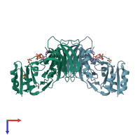 PDB entry 1z0u coloured by chain, top view.