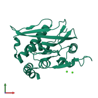 PDB entry 1z0w coloured by chain, front view.