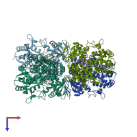 PDB entry 1z10 coloured by chain, top view.