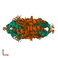 PDB entry 1z1d coloured by chain, ensemble of 20 models, front view.