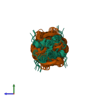 PDB entry 1z1d coloured by chain, ensemble of 20 models, side view.