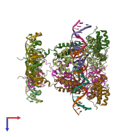 PDB entry 1z1g coloured by chain, top view.