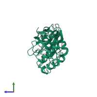 PDB entry 1z1i coloured by chain, side view.