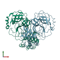PDB entry 1z1j coloured by chain, front view.