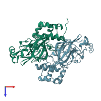 PDB entry 1z1j coloured by chain, top view.