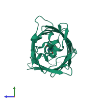 PDB entry 1z1p coloured by chain, side view.
