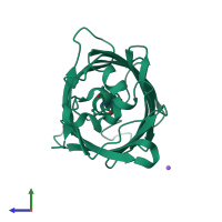 PDB entry 1z1q coloured by chain, side view.