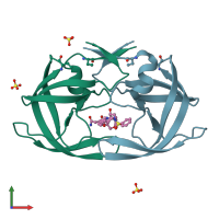 PDB entry 1z1r coloured by chain, front view.