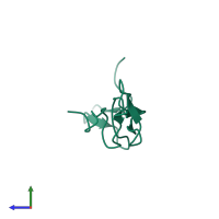 PDB entry 1z1x coloured by chain, side view.