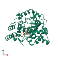 PDB entry 1z28 coloured by chain, front view.