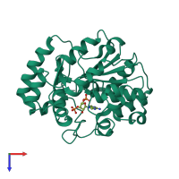 PDB entry 1z28 coloured by chain, top view.