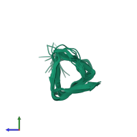 PDB entry 1z2f coloured by chain, ensemble of 20 models, side view.
