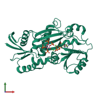 PDB entry 1z2o coloured by chain, front view.