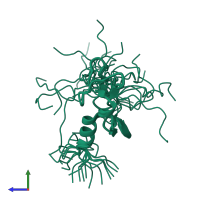 PDB entry 1z2q coloured by chain, ensemble of 21 models, side view.