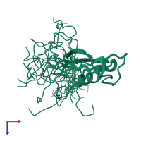 PDB entry 1z2q coloured by chain, ensemble of 21 models, top view.