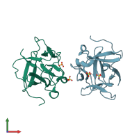 PDB entry 1z2v coloured by chain, front view.