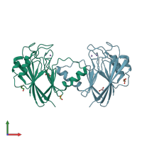 PDB entry 1z2w coloured by chain, front view.