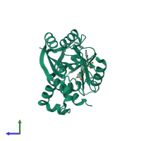 PDB entry 1z3c coloured by chain, side view.