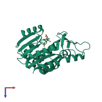 PDB entry 1z3c coloured by chain, top view.