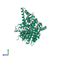 PDB entry 1z3i coloured by chain, side view.