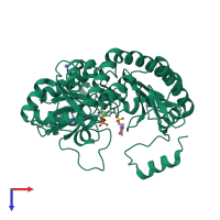 PDB entry 1z3z coloured by chain, top view.