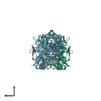 PDB entry 1z42 coloured by chain, side view.