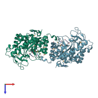 PDB entry 1z42 coloured by chain, top view.