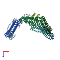 PDB entry 1z4a coloured by chain, top view.