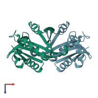 PDB entry 1z4e coloured by chain, top view.