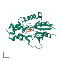 PDB entry 1z4i coloured by chain, front view.