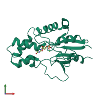 PDB entry 1z4k coloured by chain, front view.