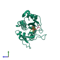 PDB entry 1z4m coloured by chain, side view.