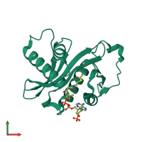 PDB entry 1z4r coloured by chain, front view.