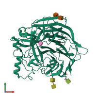 PDB entry 1z4v coloured by chain, front view.