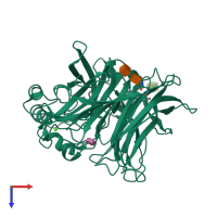 PDB entry 1z4v coloured by chain, top view.