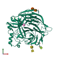 PDB entry 1z4w coloured by chain, front view.