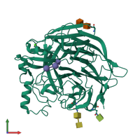 PDB entry 1z4x coloured by chain, front view.