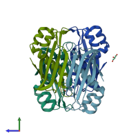PDB entry 1z54 coloured by chain, side view.