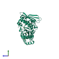 PDB entry 1z59 coloured by chain, side view.
