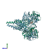 PDB entry 1z5a coloured by chain, side view.