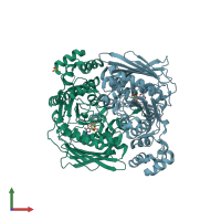 PDB entry 1z5b coloured by chain, front view.
