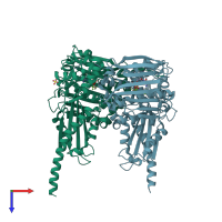 PDB entry 1z5b coloured by chain, top view.